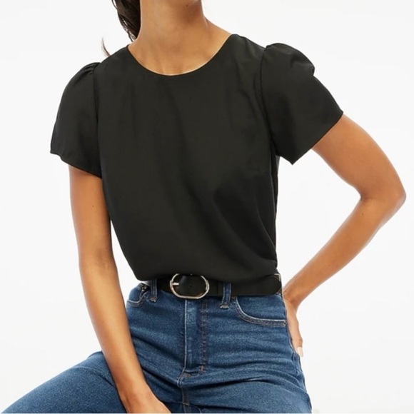 J. Crew Short-sleeve crepe top in Black size XXLarge NWT CD281 - Picture 1 of 13